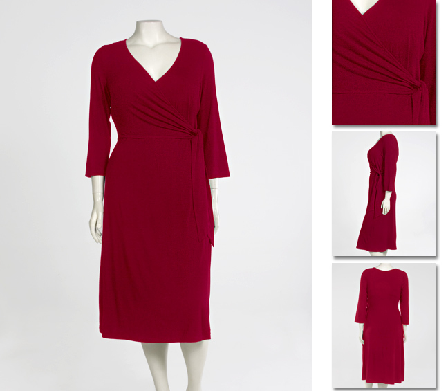 NEW Zaftique LS WRAP DRESS Garnet RED 1Z 3Z 4Z 5Z / 16 24 28 32 / XL 1X 3X 4X 5X