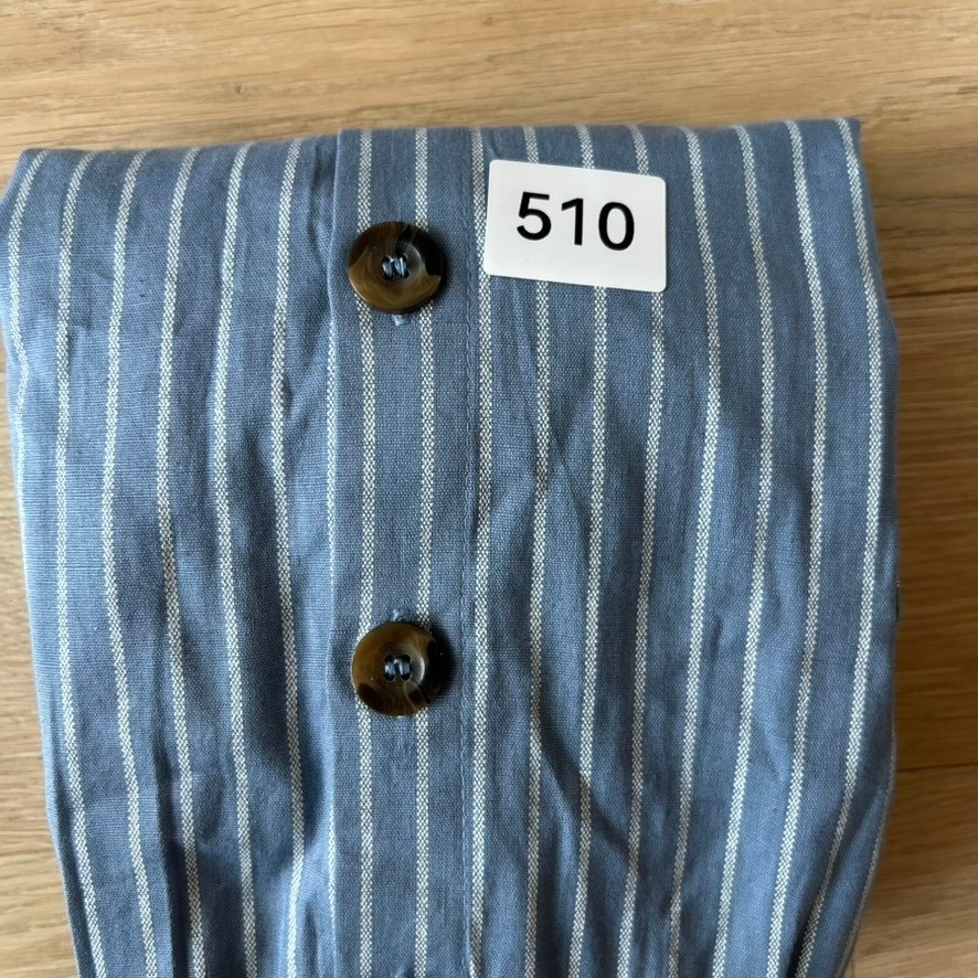 Blue Striped Cami Smocked Sundress Pockets Midi Dress S Button Front 100% Cotton