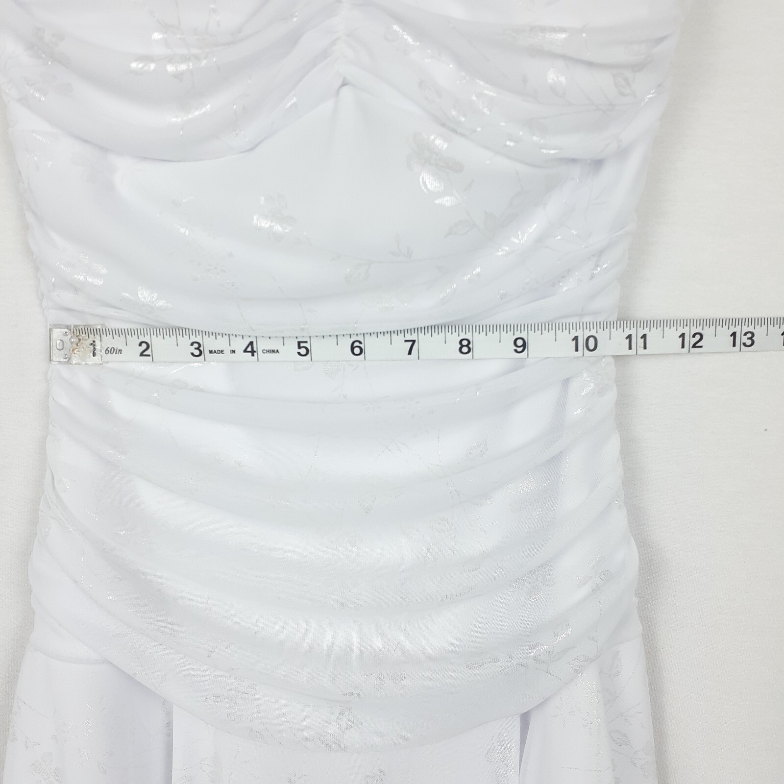 Finesse Womens Halter Dress Size M White Stretch Ruched Sides Handkerchief Hem