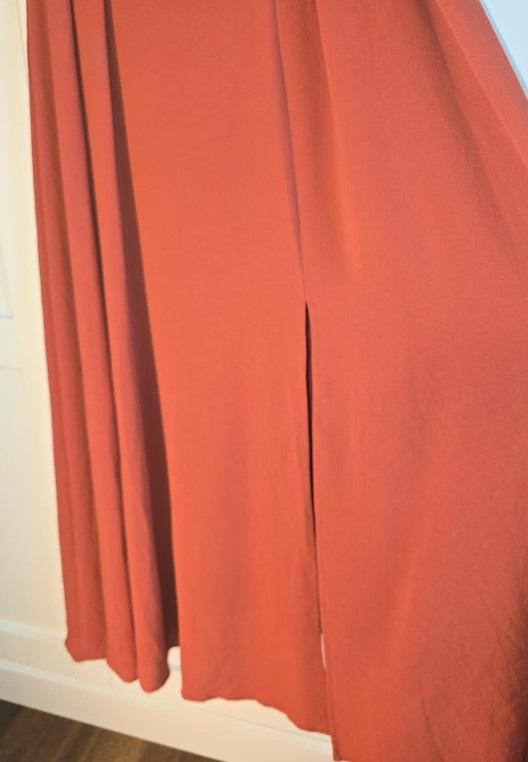 Altar’d State Rust Off Shoulder Maxi Dress Womens L Ruffle Boho Wedding Guest