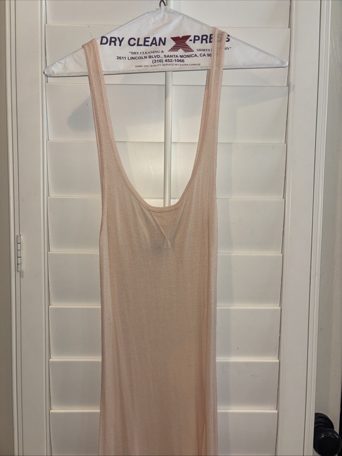 Free People peach ribbed EASY HI LO SLIP Dress Size Small