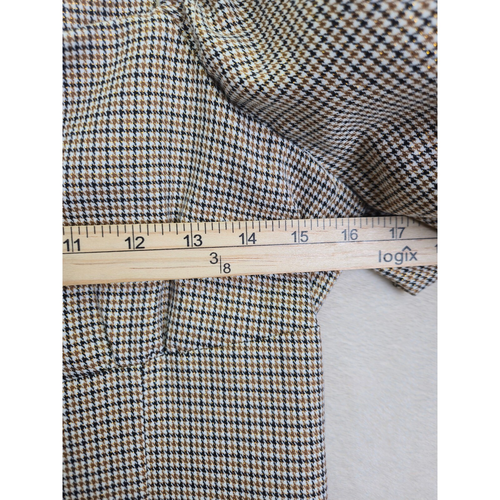 AQUA Puff Sleeve Checked Womens Mini Dress Medium Plaid Square Neck Ruffle Hem