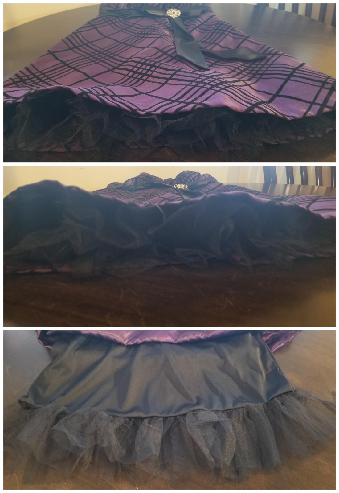 Heart Soul Mini Slvls Party Dress Medium Purple Velvet Satin Bow Rhinestone EUC