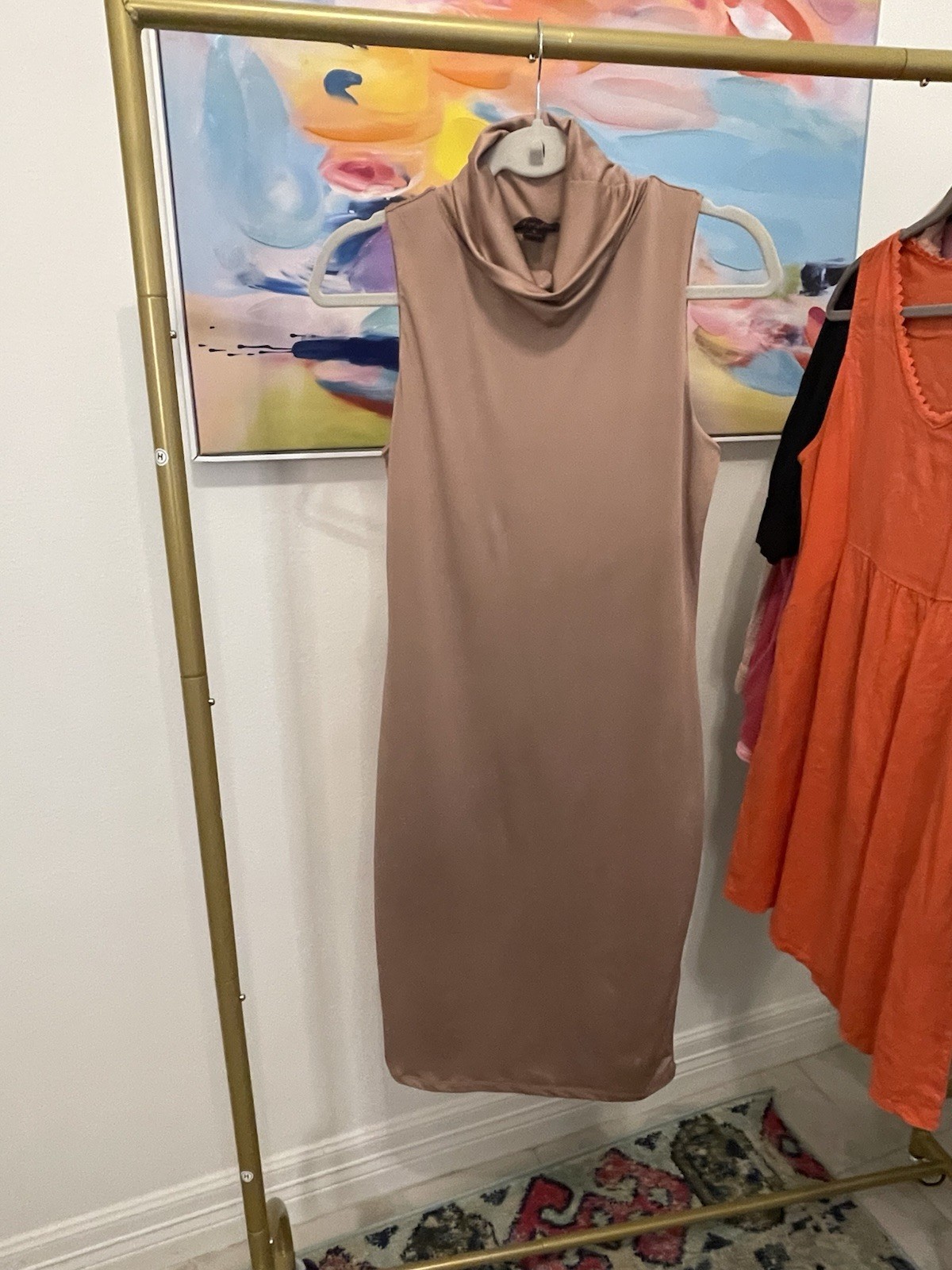 Fiestar Women’s Bodycon Dress Taupe Large spring summer Date night out evening