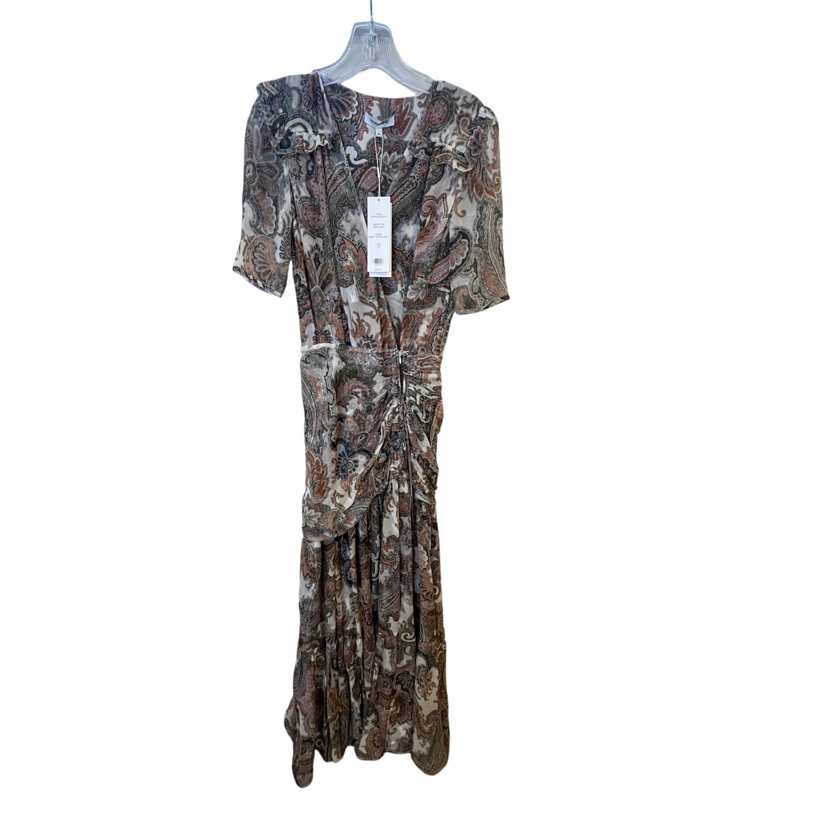 Veronica Beard Mick Dress Barely Orchid Multi Paisley Silk Maxi 00 2403GGT012529