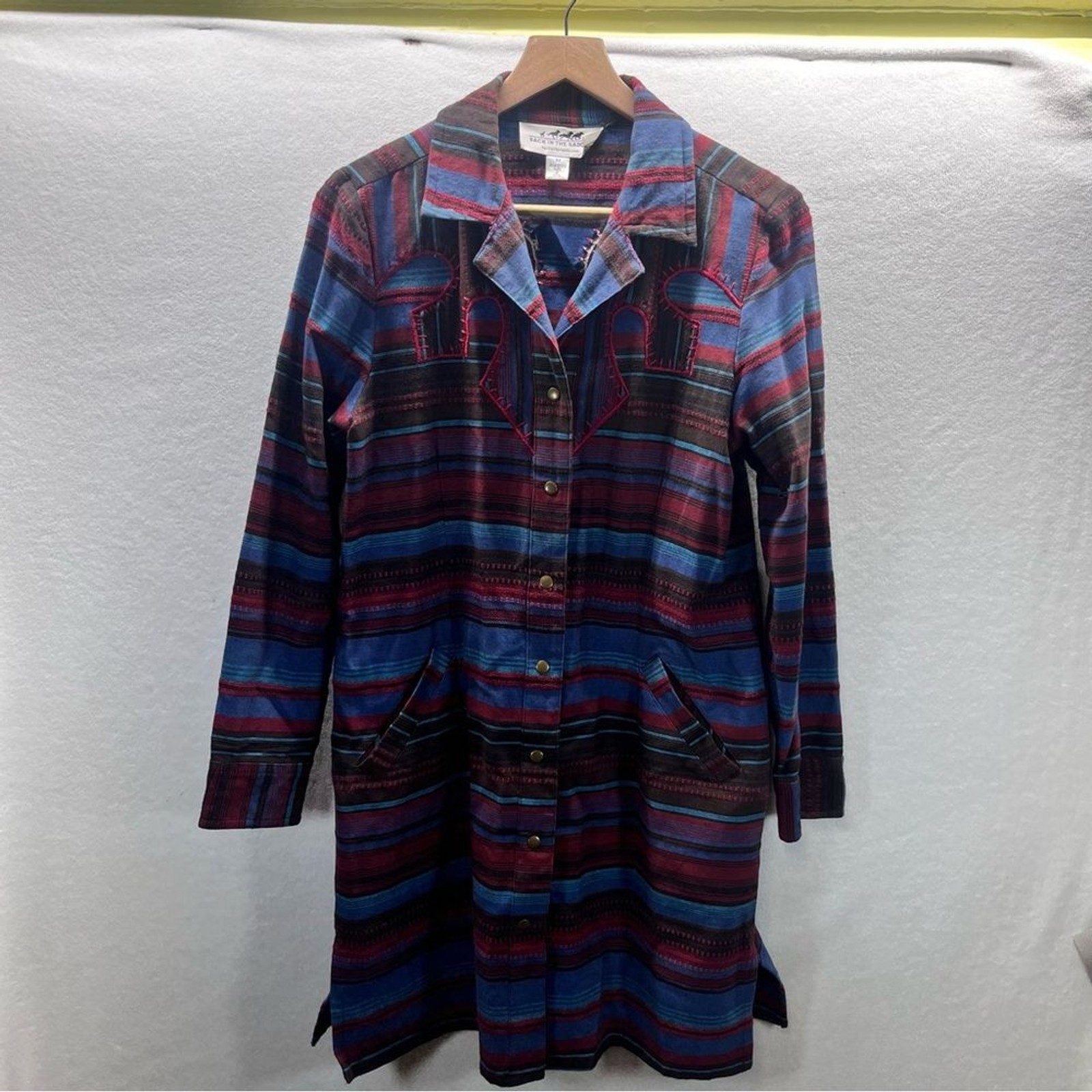 Back In the Saddle Western Aztec Long Coat Dress Womens M Beautiful 2745