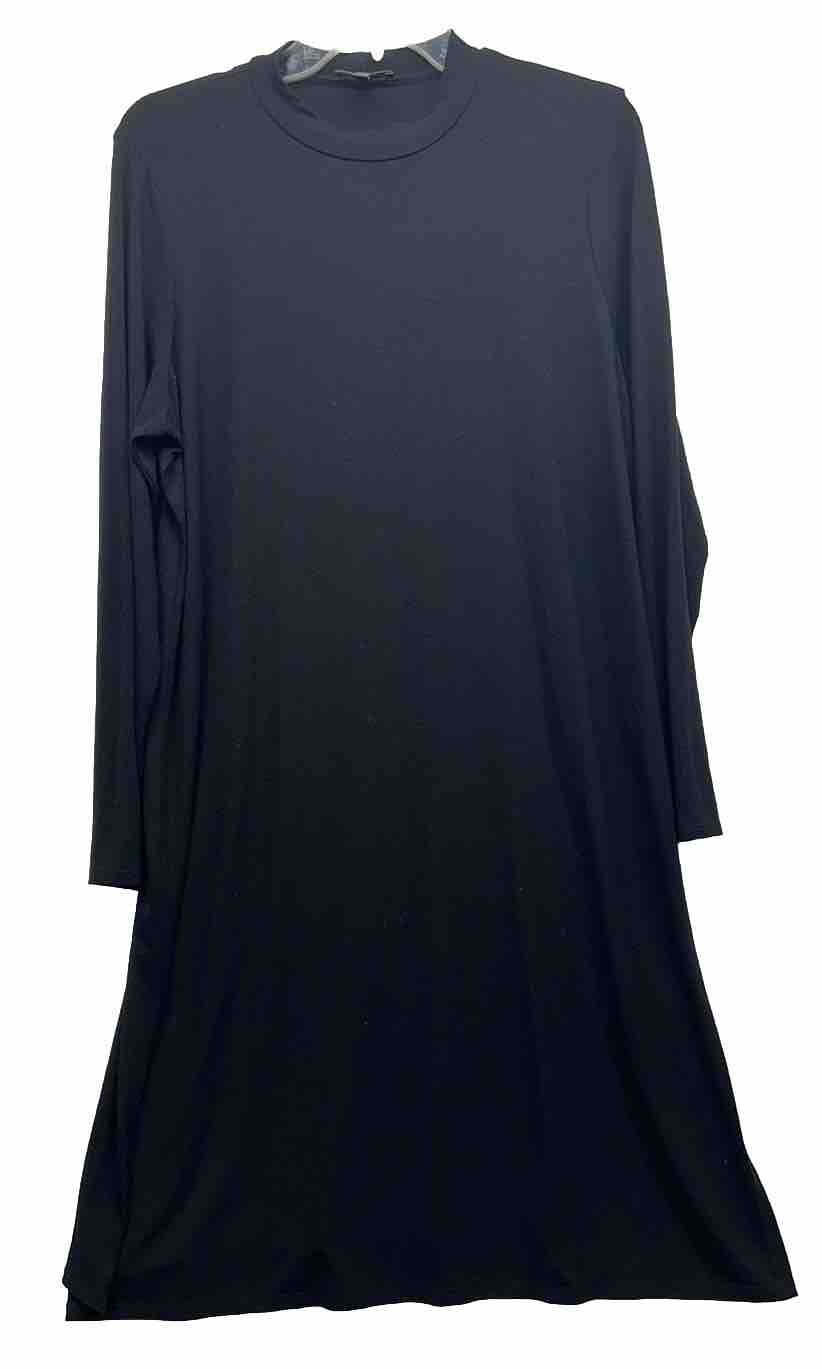 Eileen Fisher Womens Size L Raglan Sleeve Black Viscose Blend Jersey Dress (M1)
