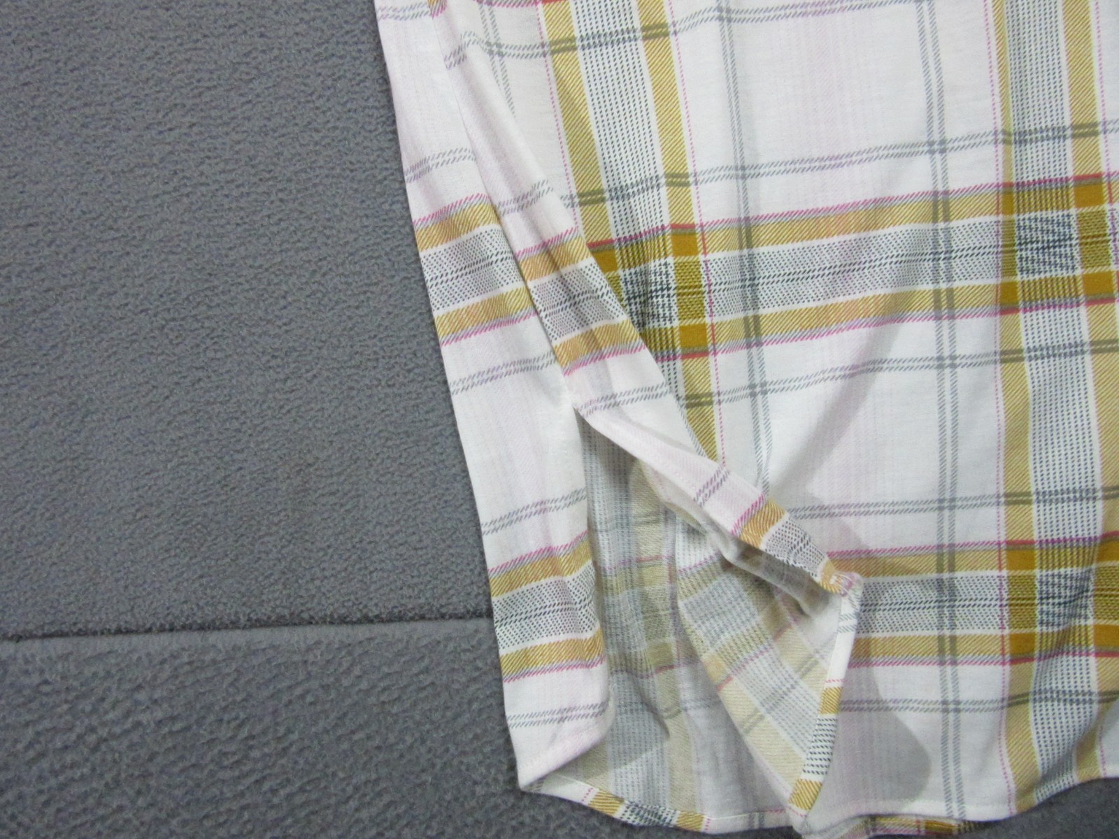 Eden & Olivia Dress Womens Large White Yellow Plaid Shirt Casual Roll Tab Sleeve