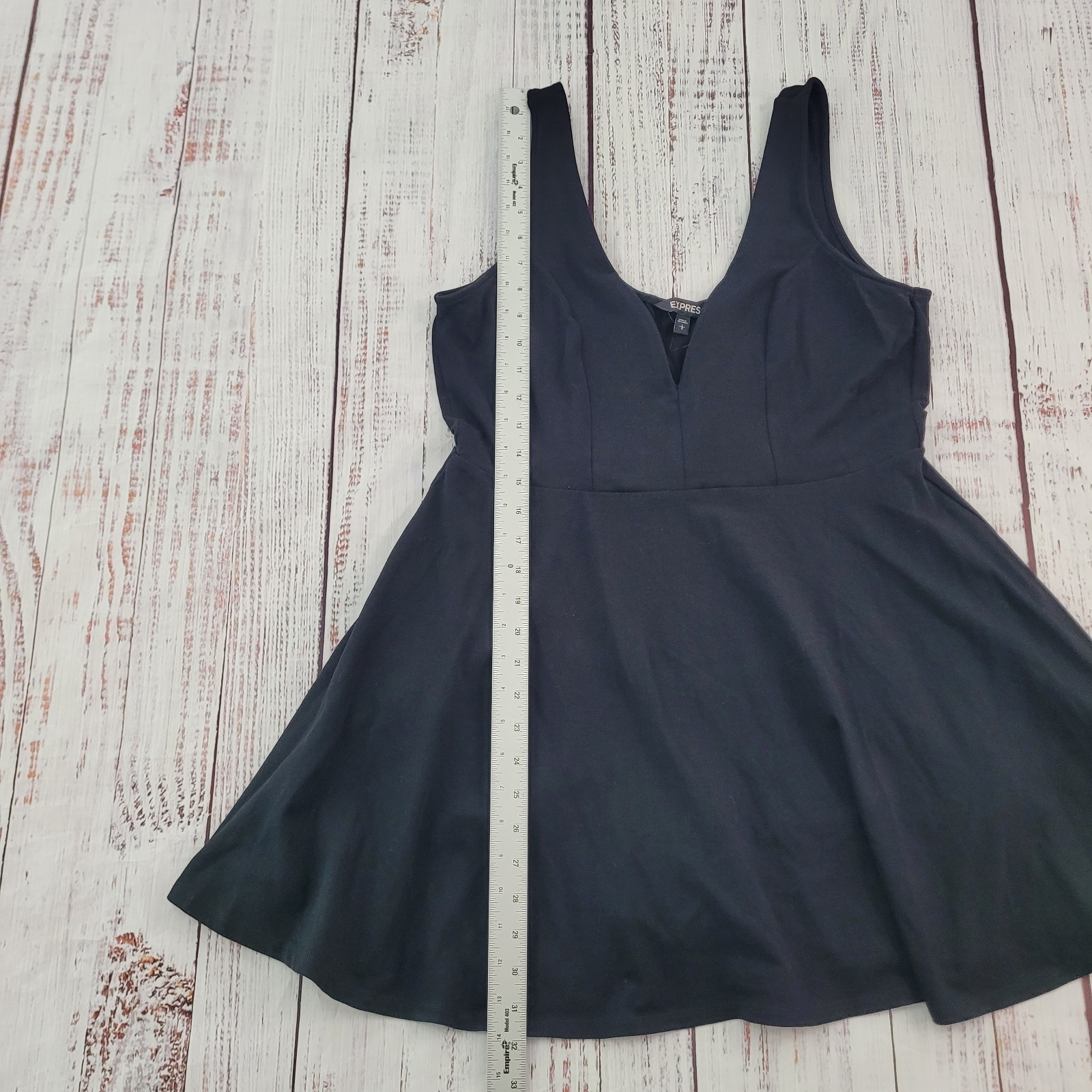 NEW Express Black Sleeveless Plunge Fit & Flare Romper Dress Women’s L
