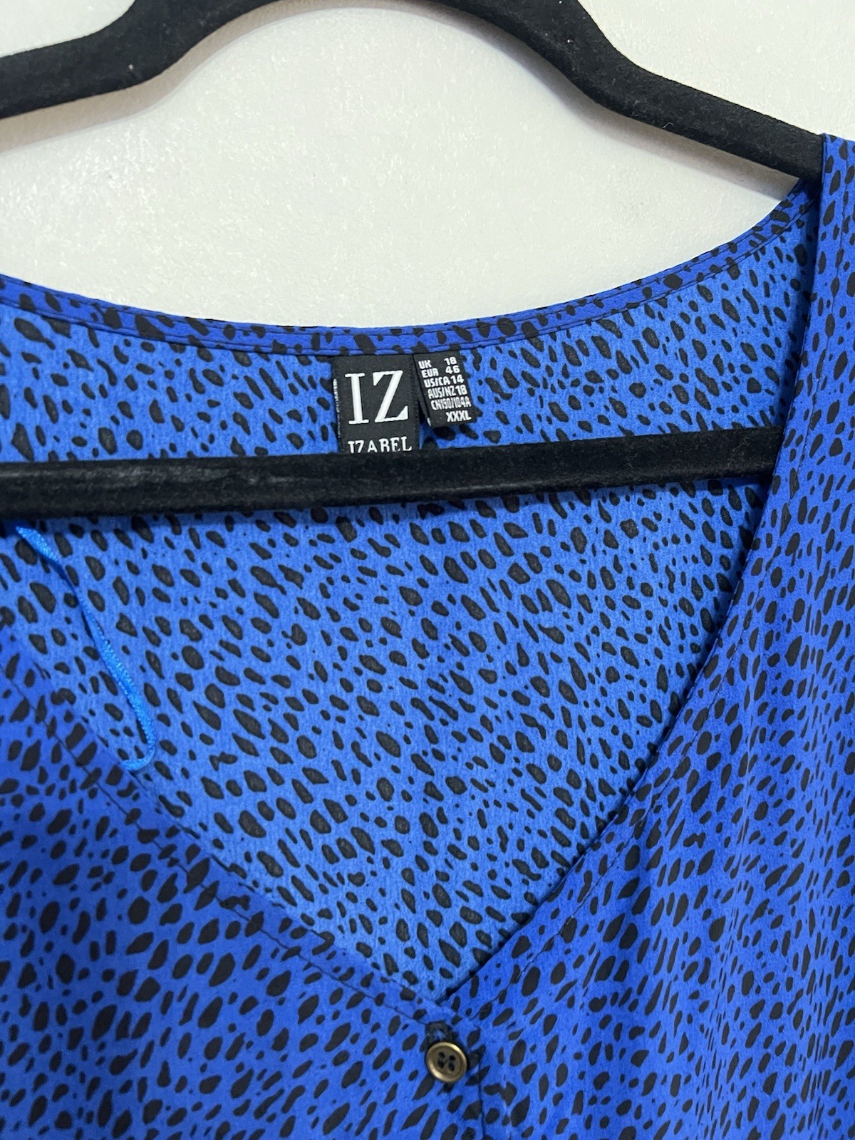 Izabel London Blue Tiered Dotted V Neck Long Sleeve Dress Size 18