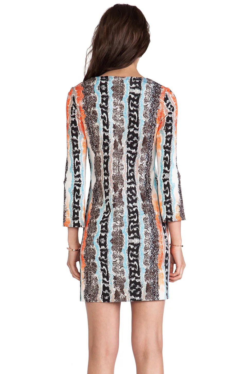 Diane von Furstenberg NEW REINA TWO Silk 3/4 Sleeve Mini Dress in Oasis Snake, 4
