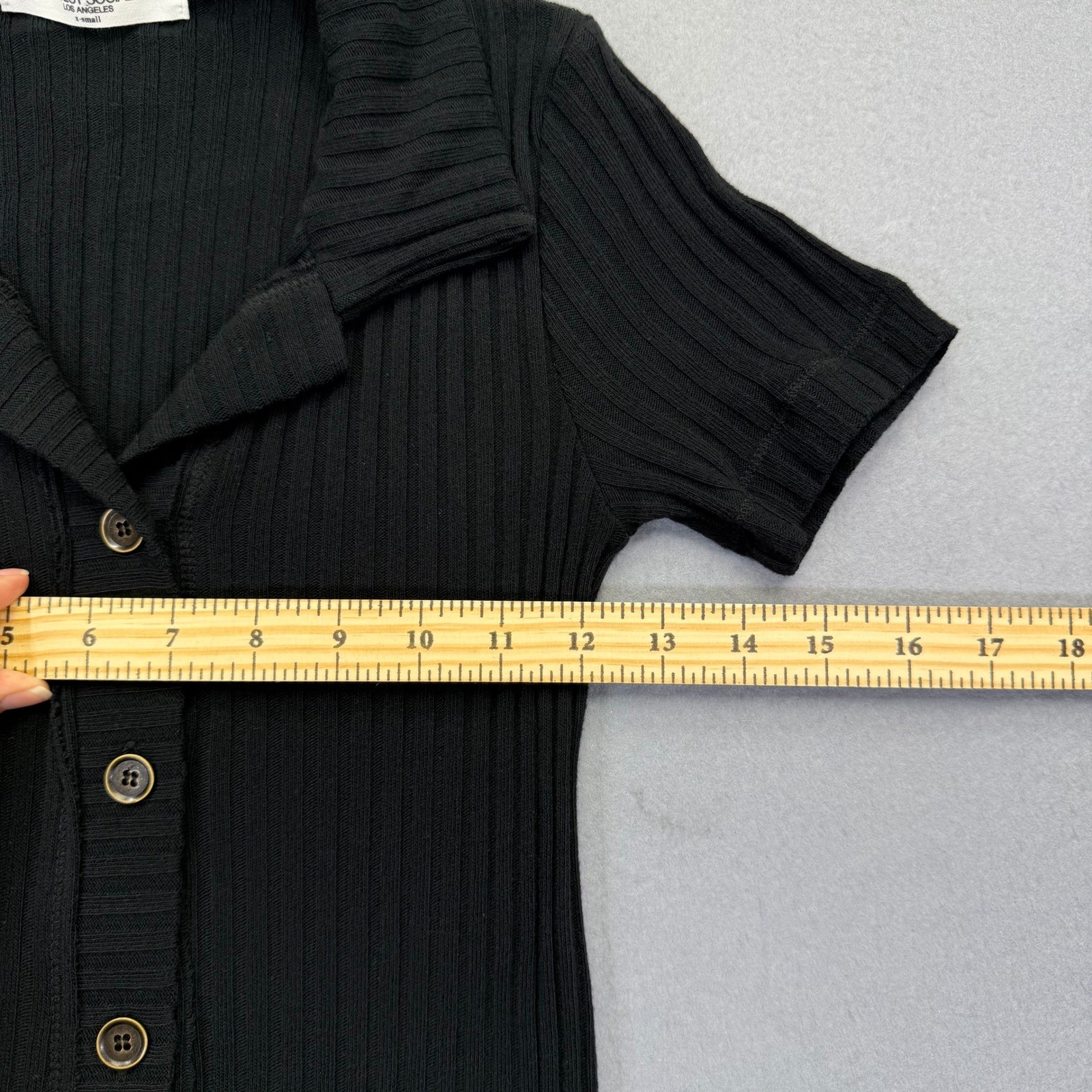 Project Social T Hideaway Button Front Sweater Dress Black Ribbed XS