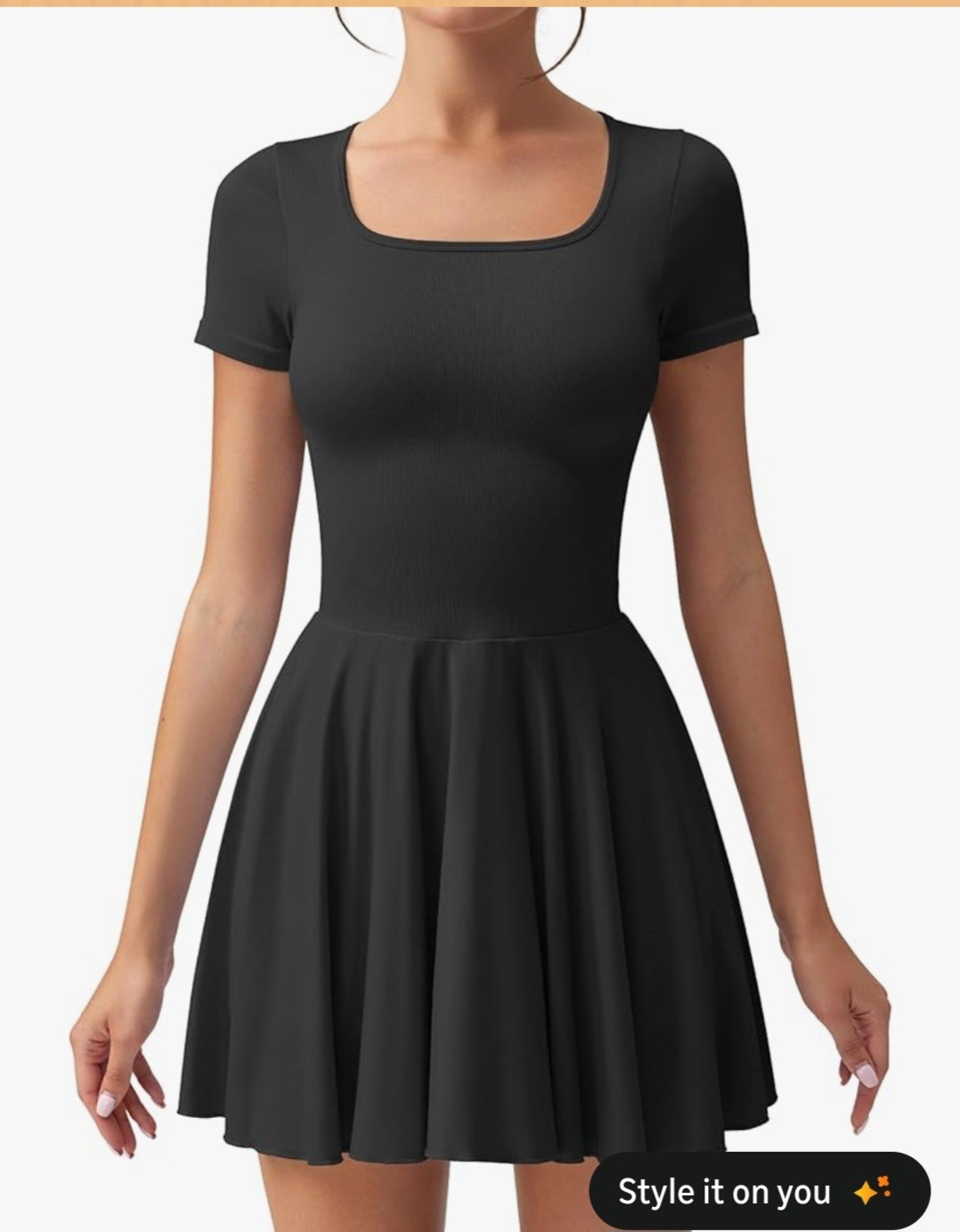 Womens Square Neck Mini Dress With Shorts Size Small