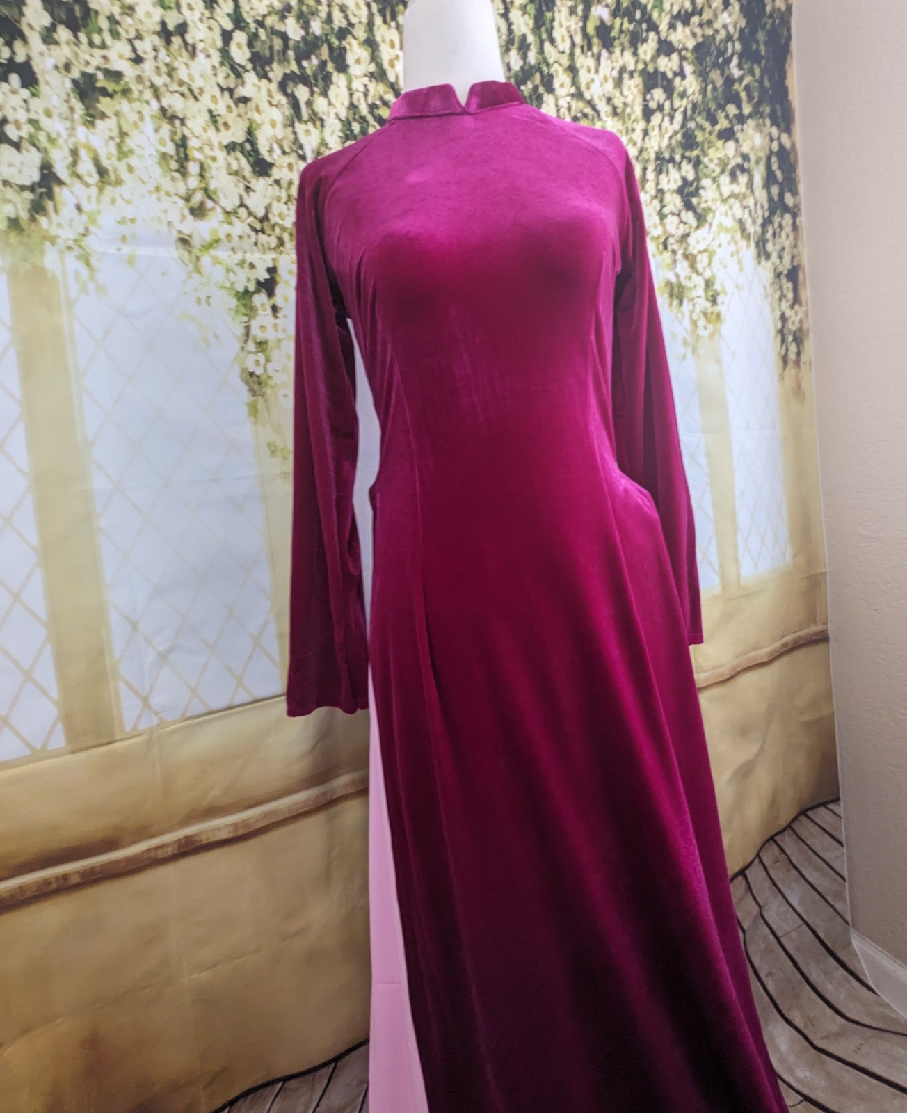 Ao Dai Nhung Hồng Đậm (S, M, L,XlL, 2XL, 3XL) – Kèm Quần