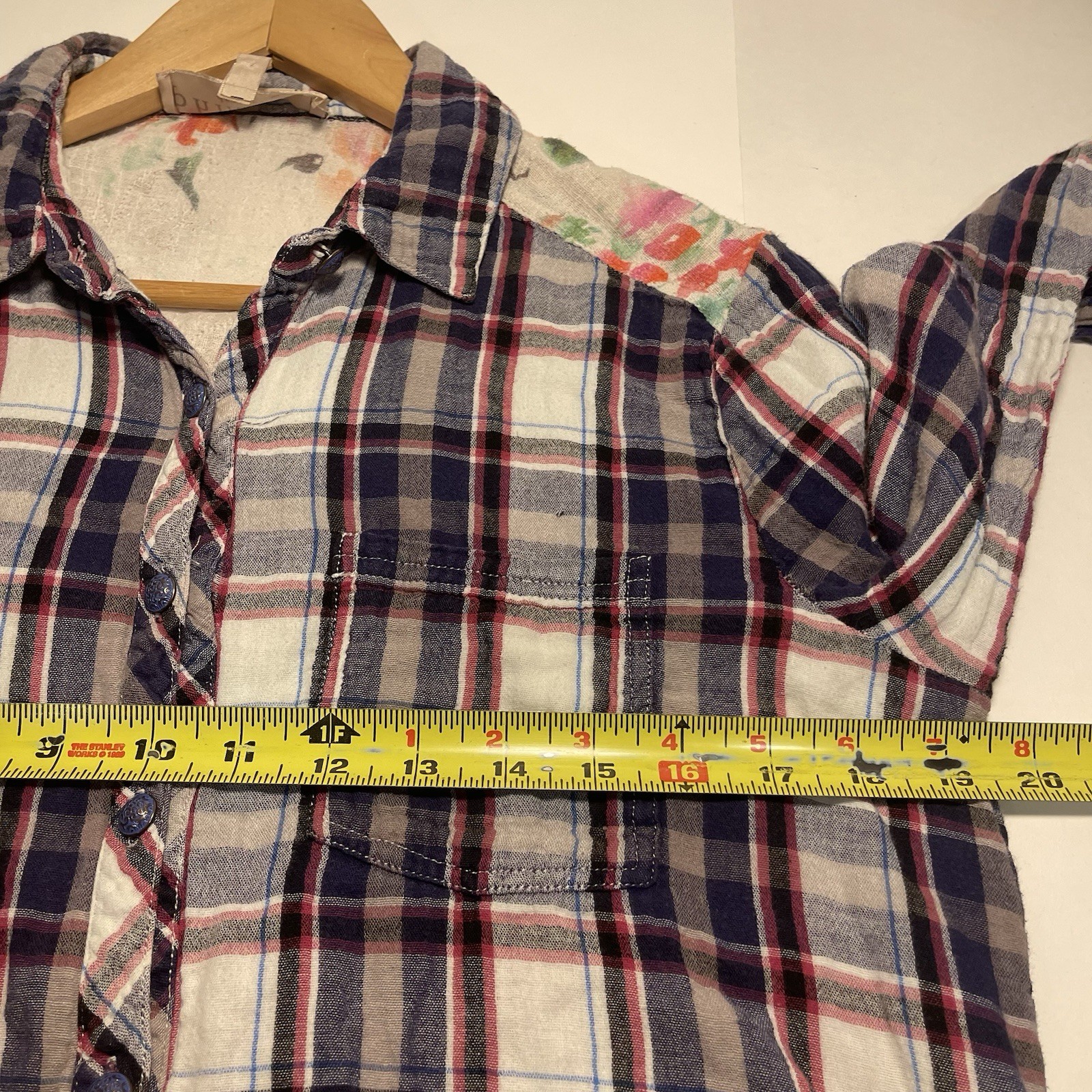 Philosphy Floral Embroidered Plaid Dress Roll Tab Sleeve M Cowgirl Festival