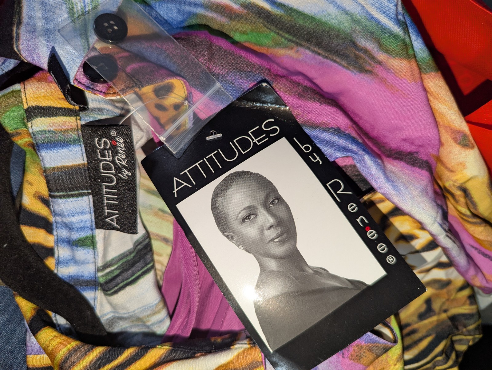 NWT Attitudes by Renee Colorful Vibrant Shirt Dress w/ Purple Tank Dress 2Fer XS