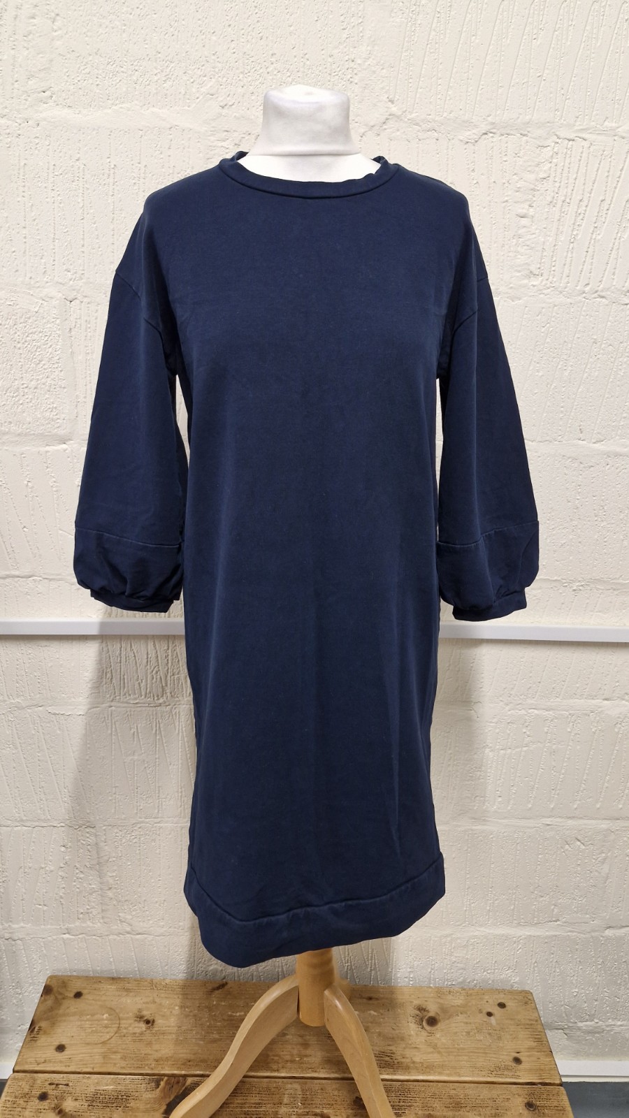 WHITE LABEL Jersey Dress Dark Blue Navy Long Sleeve Size UK 12