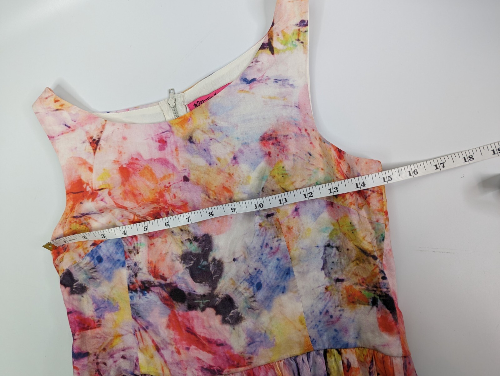 Betsey Johnson Womens Orange Purple Tie Dye Round Neck Zip Fit And Flare Dress 4