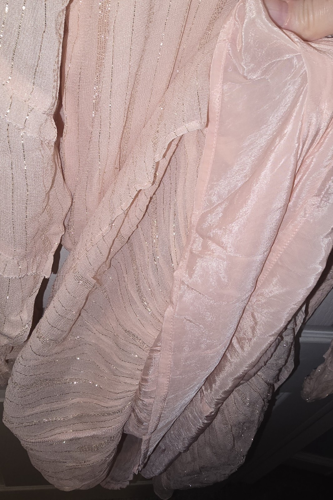 Allison New York Pixie Mini Dress Blush Pink Size Small Chiffon Ruffled Smocked