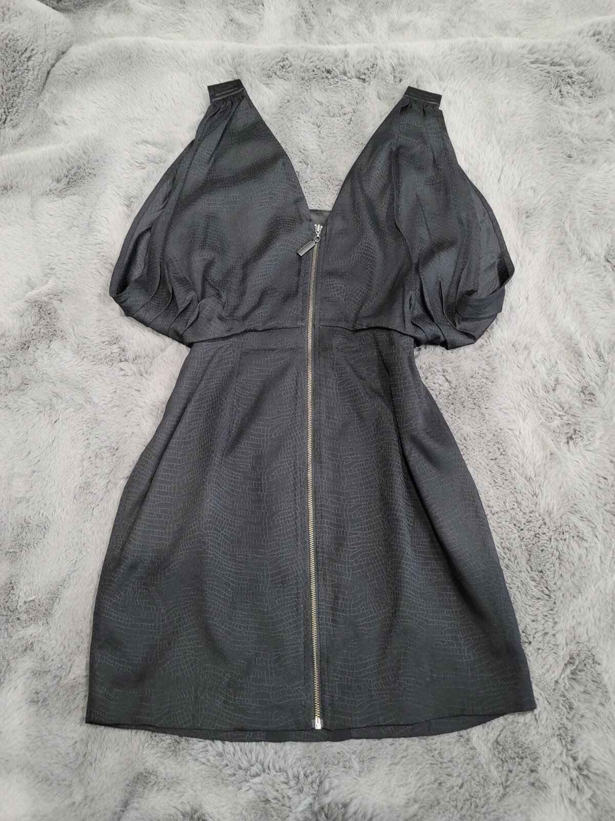 New Sinful Affliction Premium Black Silk Batwing Corset Mini Cocktail Dress 2