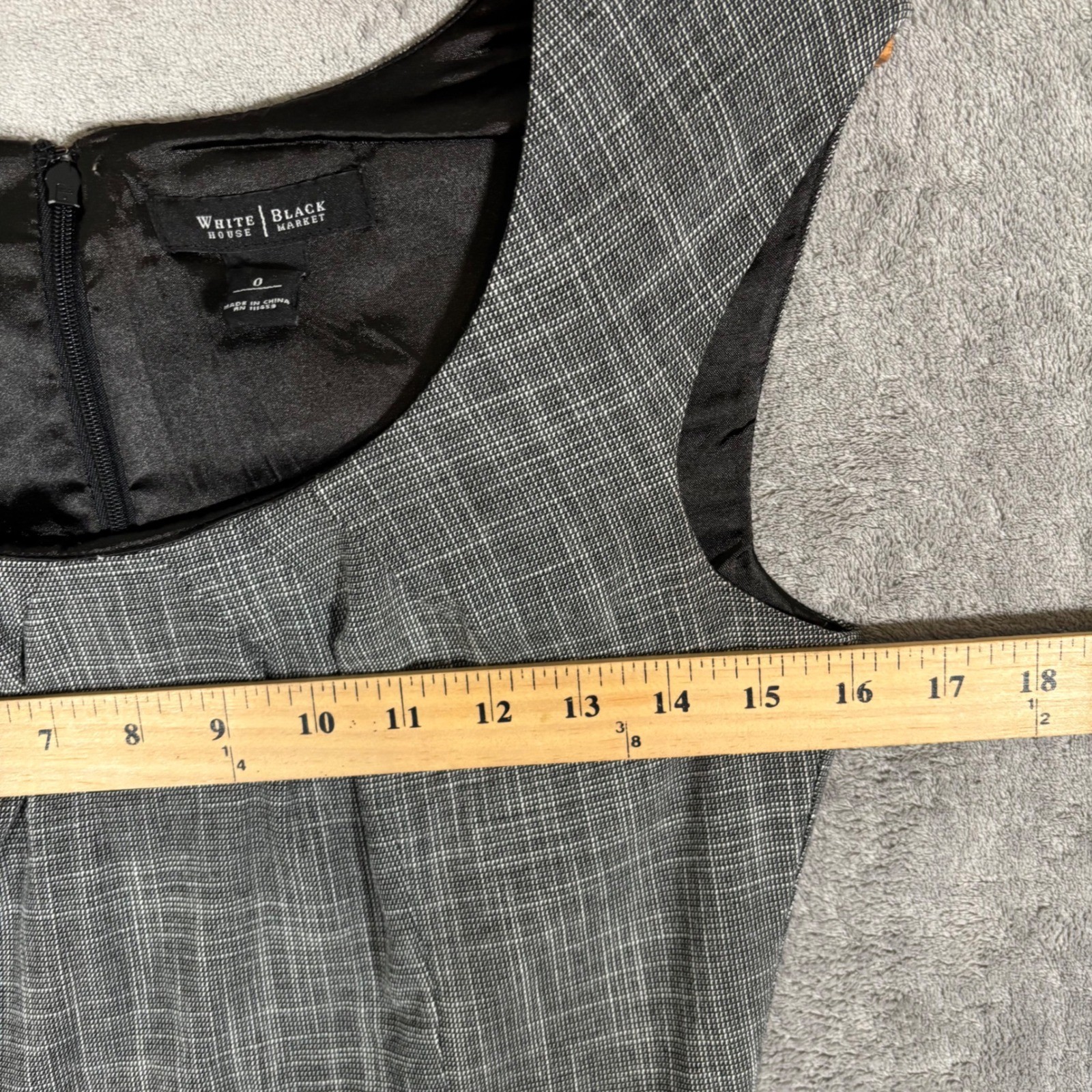 White House Black Market Gray Crosshatch Fit Flare Sheath Dress Size 0 Office