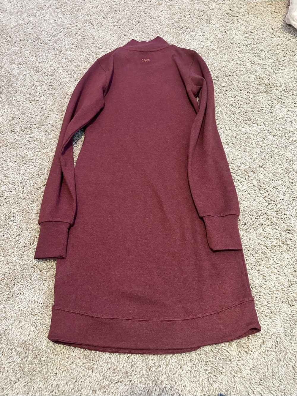 The Normal Brand Mock Neck Sweatshirt Dress XS Burgundy Cotton Blend