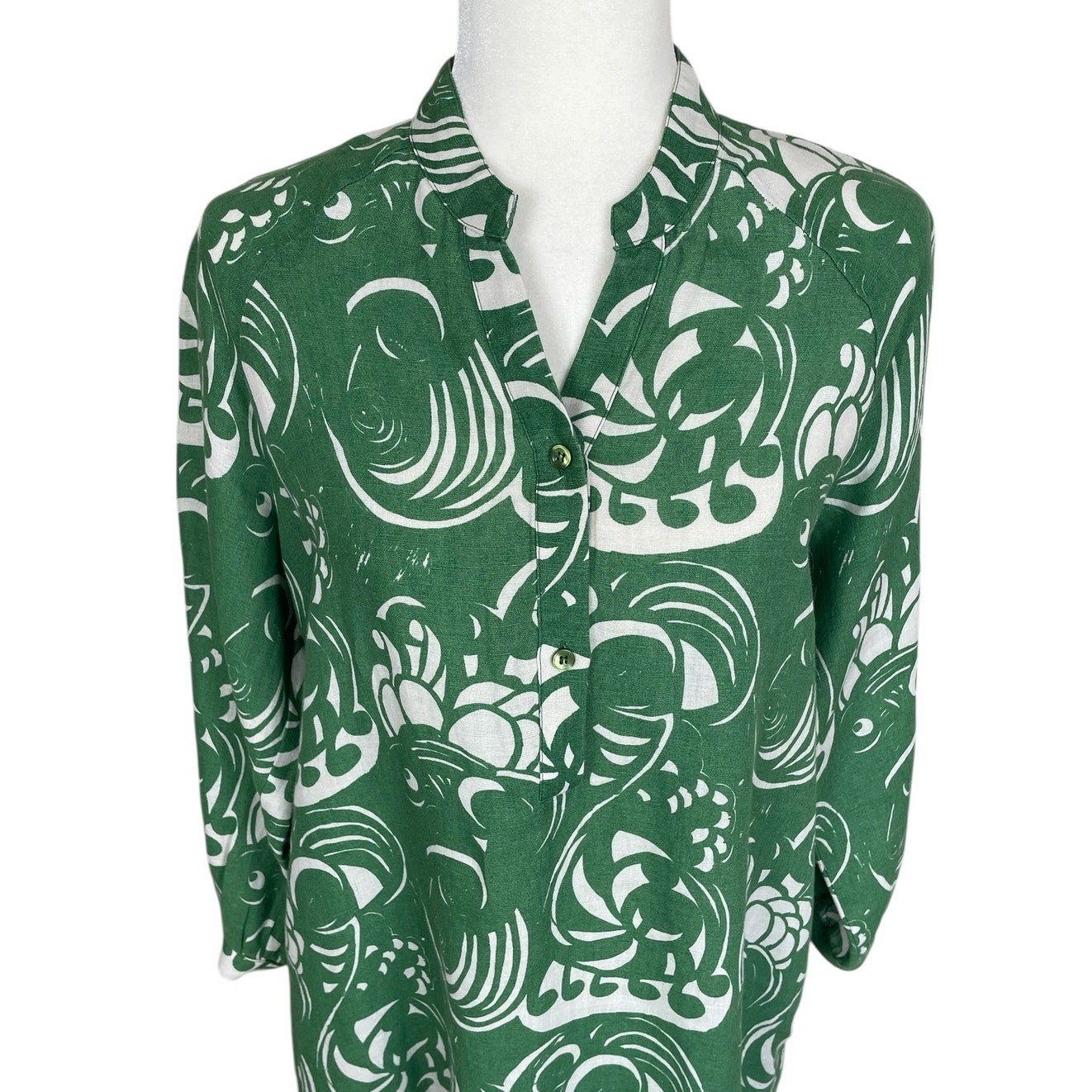 Marimekko Edla Pieni Tiffanylle Linen Tunic Shirt Dress Sz 38 US 8 Vibrant Bold