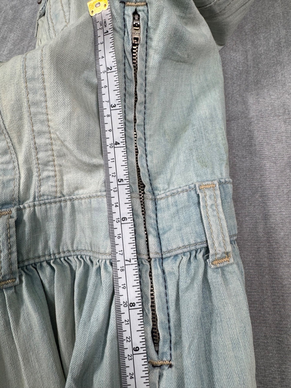 True Religion Denim “Store Sample” Button-Up Dress S Pockets Flared Light Wash