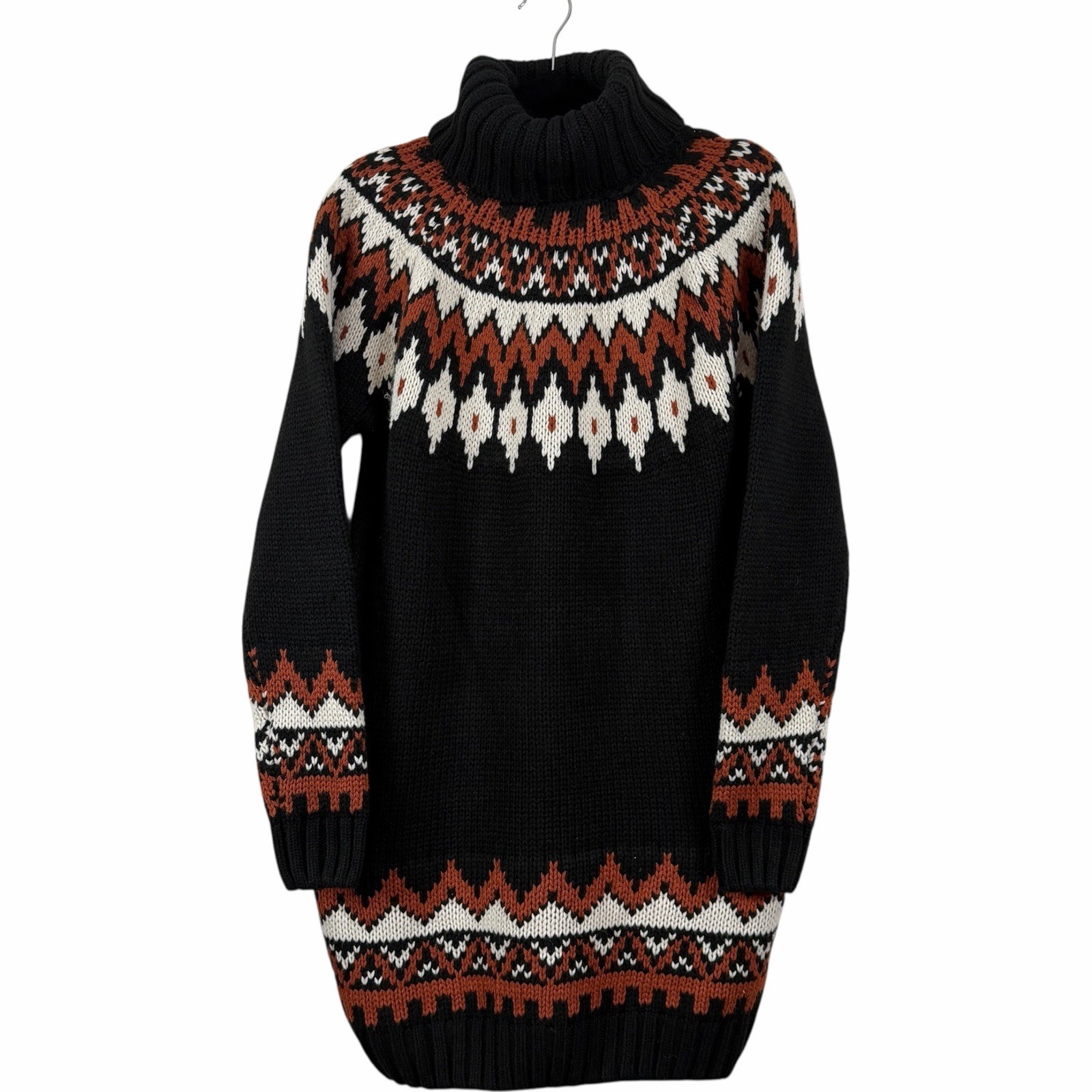 Forever 21 Contemporary Sweater Tunic Dress Women M Medium Fair Isle Turtleneck
