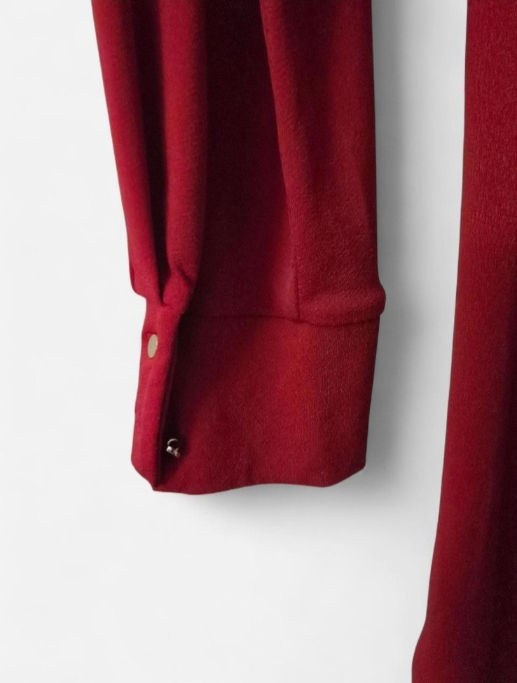 Long sleeve Red wrap dress with button cuffs