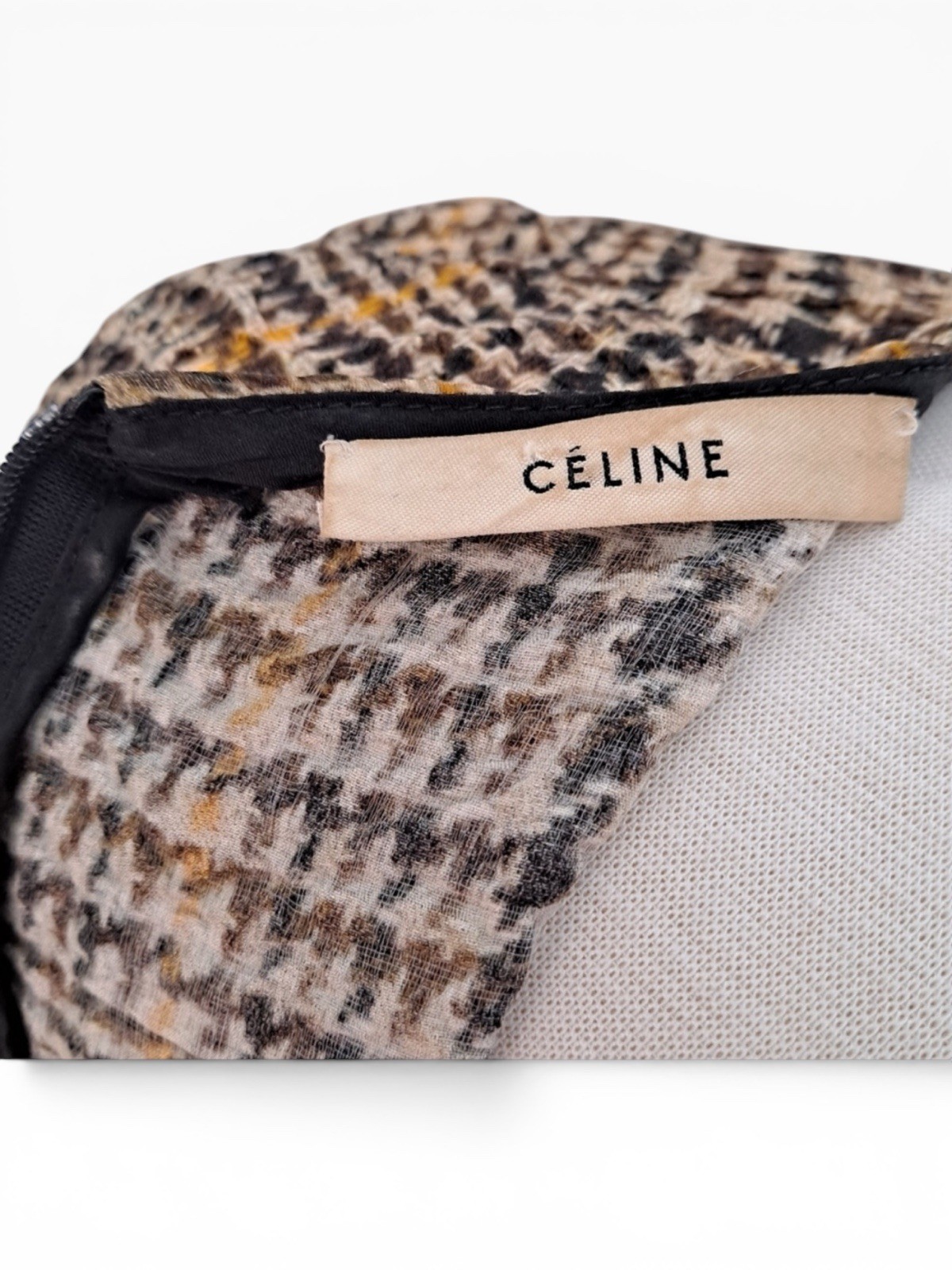 Archival Celine by Phoebe Philo 2011 Pre-Fall Silk Houndstooth Dress FR 34 US 2