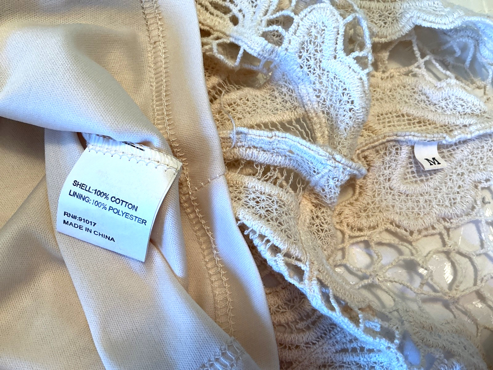 Solitaire Womens Dress Size M Ivory Crochet Lace w/ Slip Stretch by Ravi Khosla