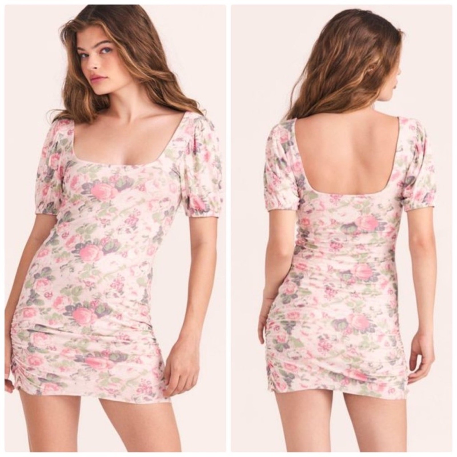 LoveShackFancy Women’s Dalary Floral Scoop Neck Puffed Sleeve Dress Size Medium