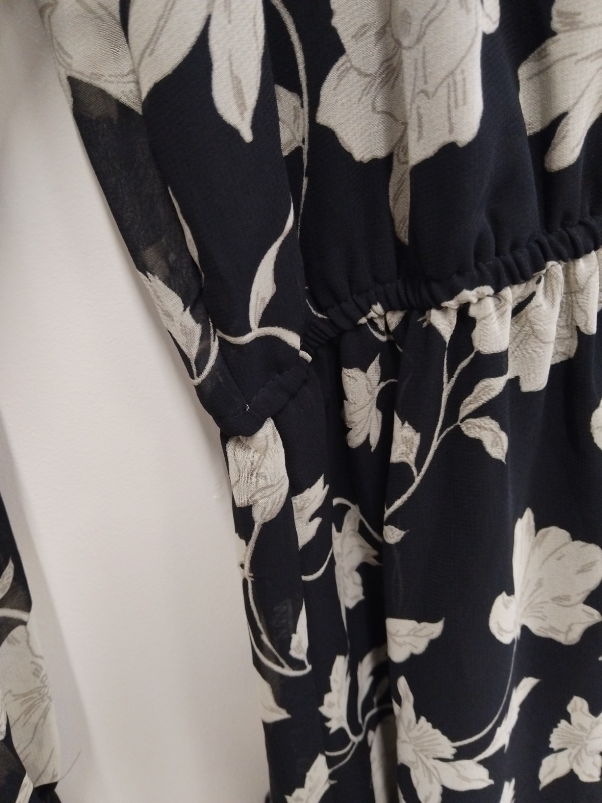 BNWT Mango MNG Committed Black Cream Floral Print Lined Dress Size 12 RRP £39.99