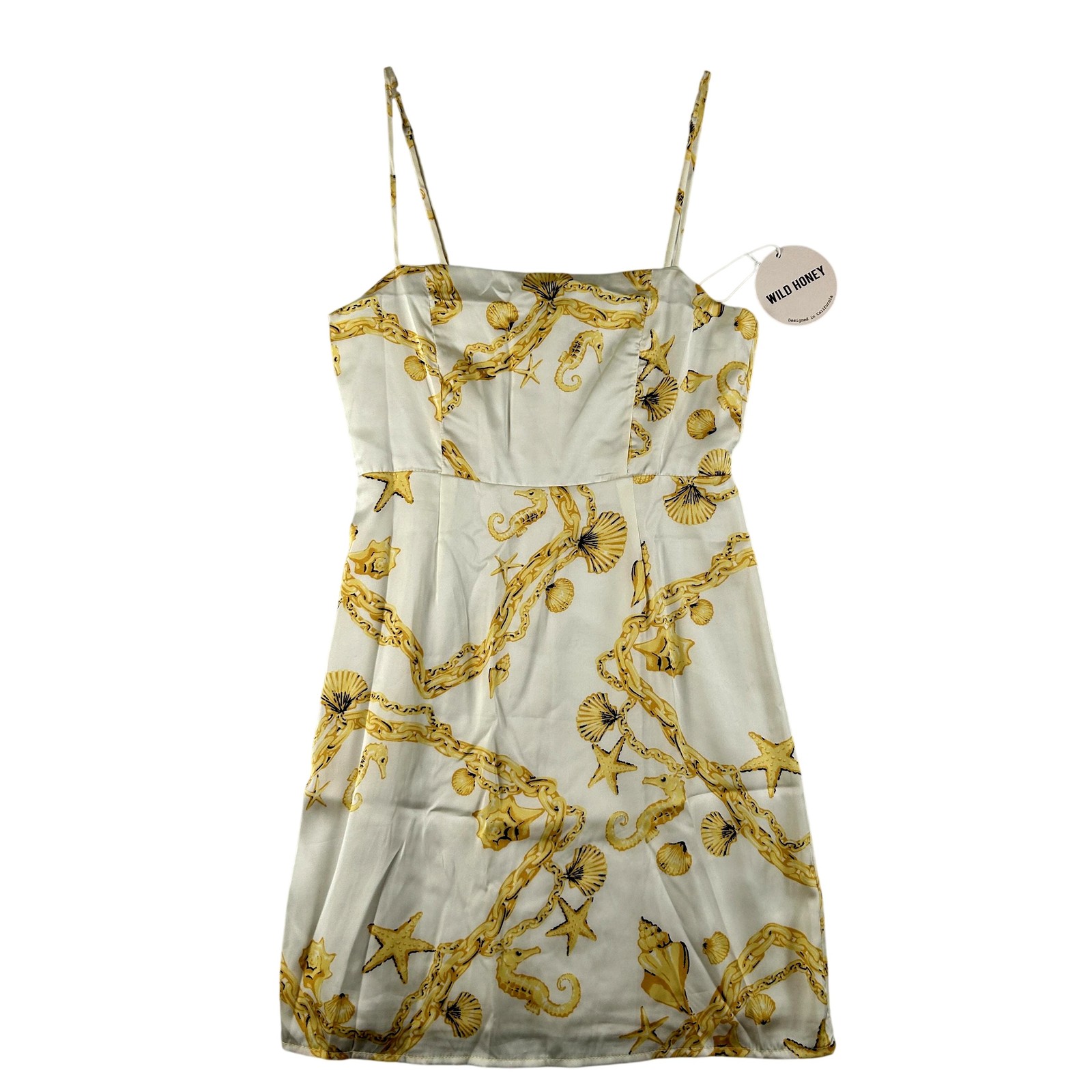 Wild Honey Dress Womens XS White Seashell Nautical Print Lined Mini Sundress