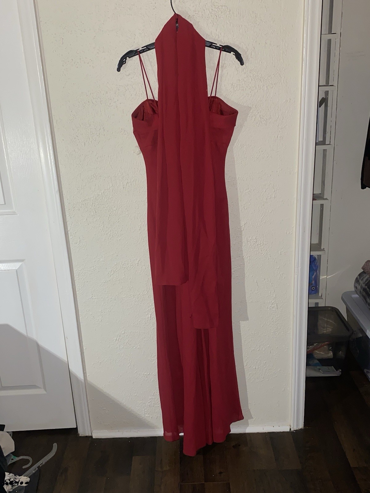 Women’s Red Solid Strappy Sleeveless Long Maxi Dress Size S Regular Blend