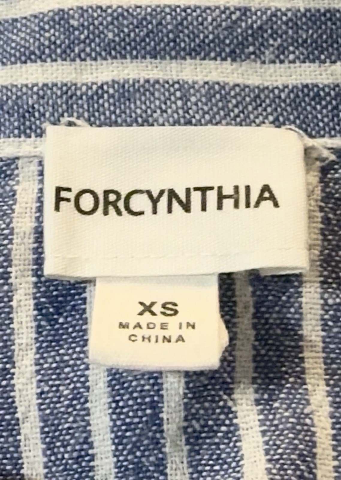 Forcynthia Sleeveless Flowy Linen Blue & White Stripe Button-Front Dress Size XS