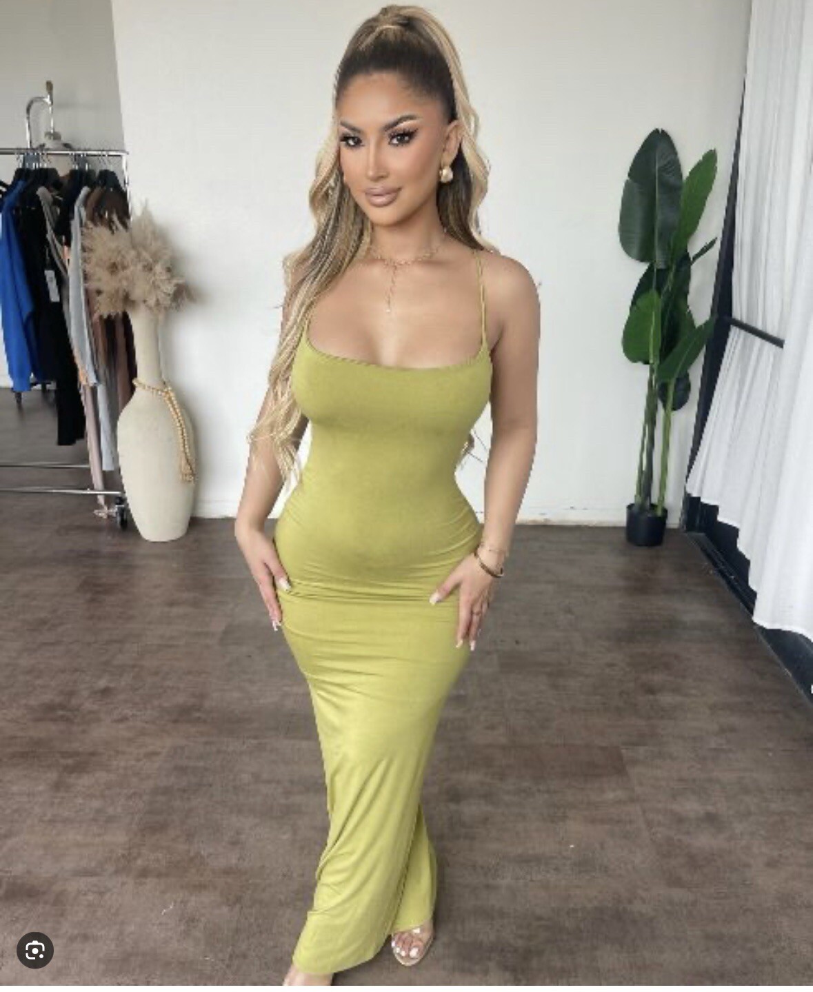 OOTDFASH Women’s Fashion Green Soft Halter Mermaid Maxi Dress