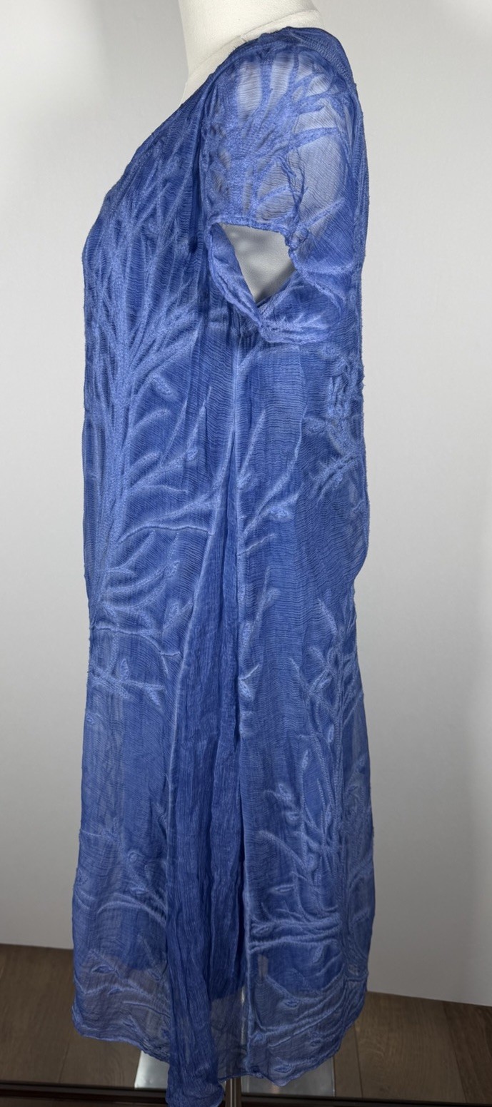 Soft Surroundings blue 100% silk fairy bohemian asymmetrical hem sheer dress XS