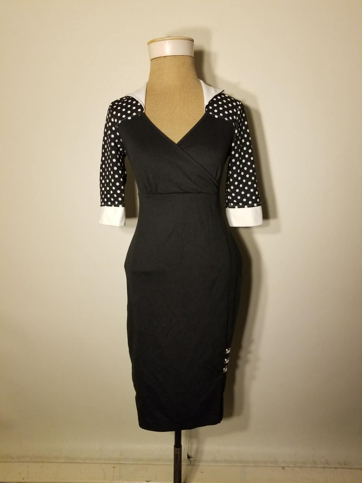 Viwenni Polkadot Pinup Bodycon Pencil Dress Size Small