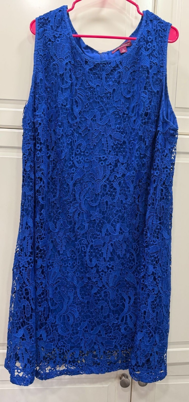 Jessica London Womens Plus Size 26 Royal Blue Lace Sleeveless Dress