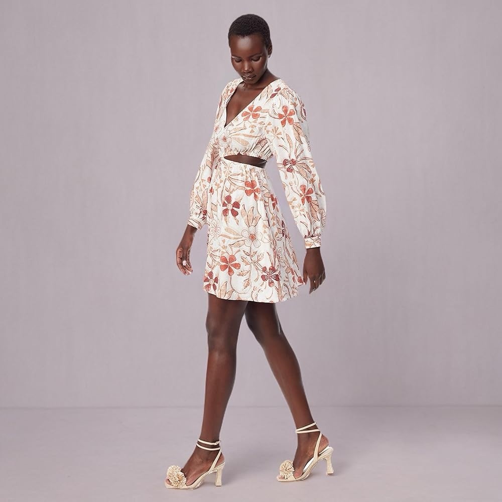NWT Sam Edelman Emely V-Neck Cutout Waist Floral Dress Women’s Size Medium