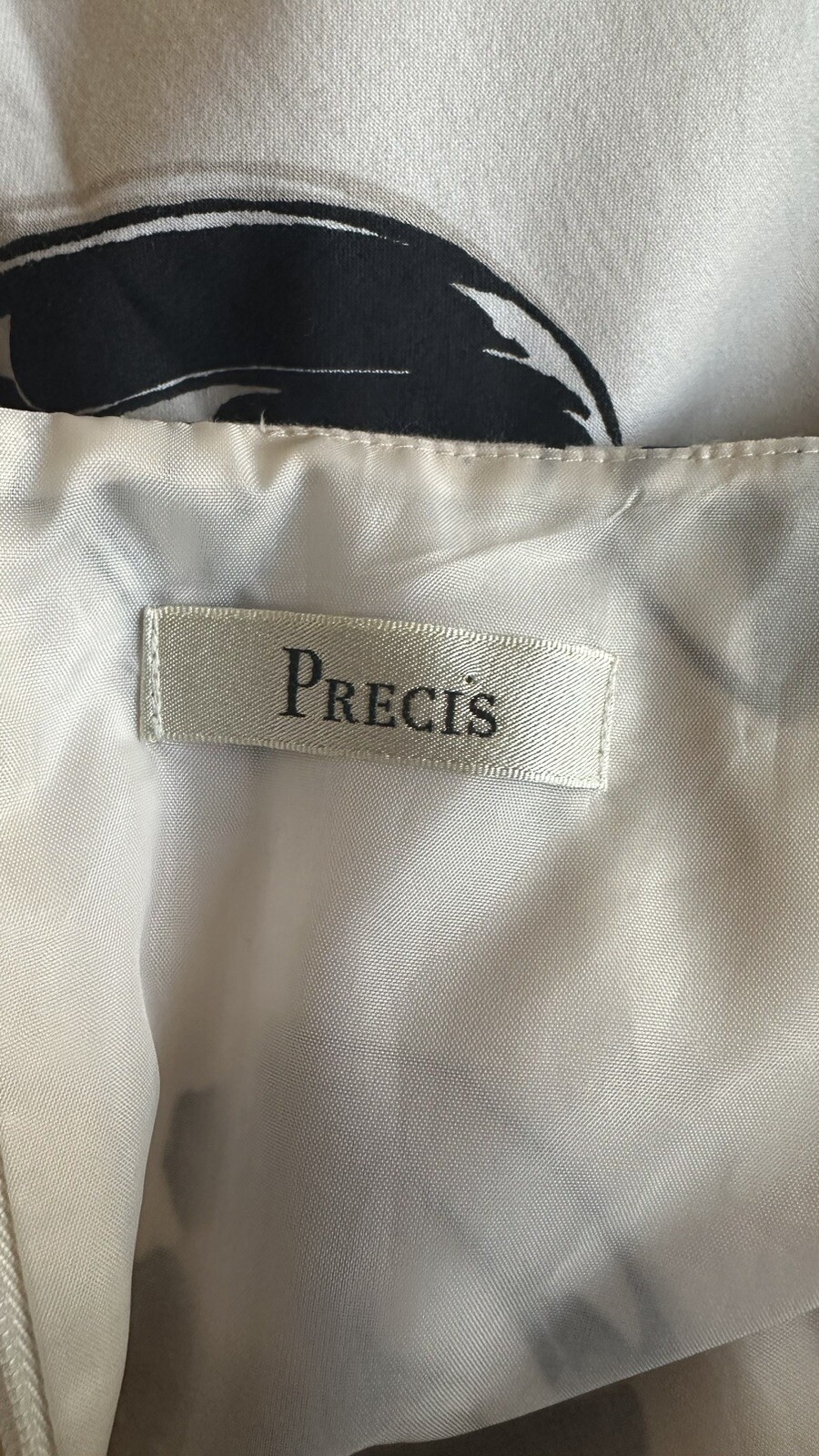 Precis cream & black tulip patterned cotton mix lined occasion dress Size 8
