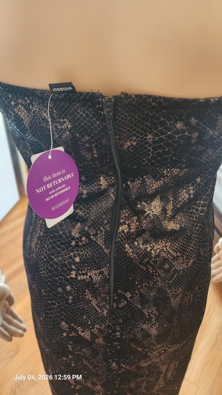 Windsor Strapless Faux-Snakeskin Maxi Dress in Brown And Gold
