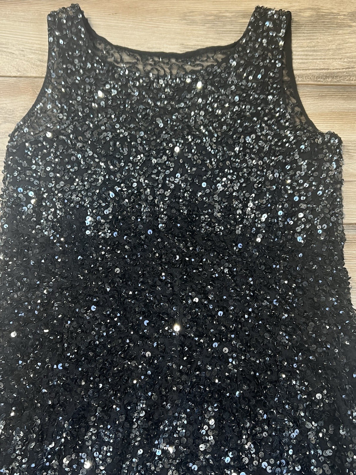 Adrianna Papell Sequin Overlay Spaghetti Strap Lining Sleeveless Dress Size 6