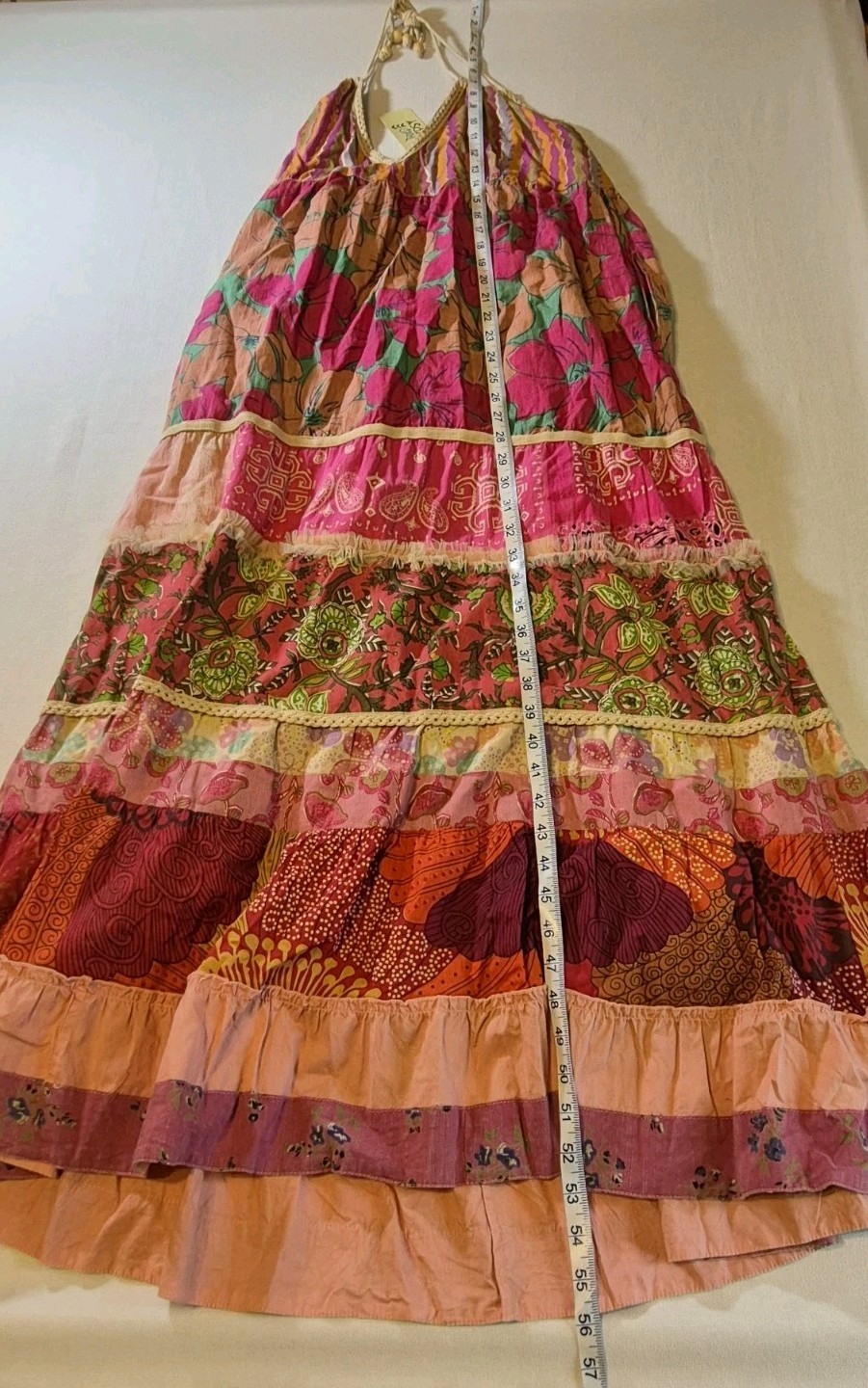 NEW Jaded Gypsy Patchwork Maxi Halter Boho Dress S/M Hippie Festival Sundress