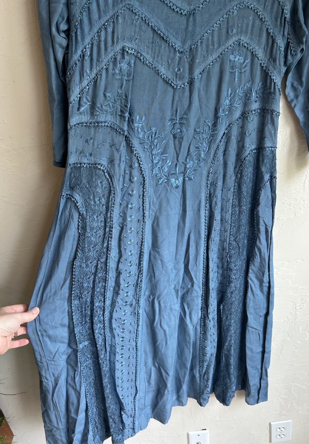 Marisol Embroidered Midi Dress M NWT Lace Up Boho Whimsigoth Fairy Cottagecore