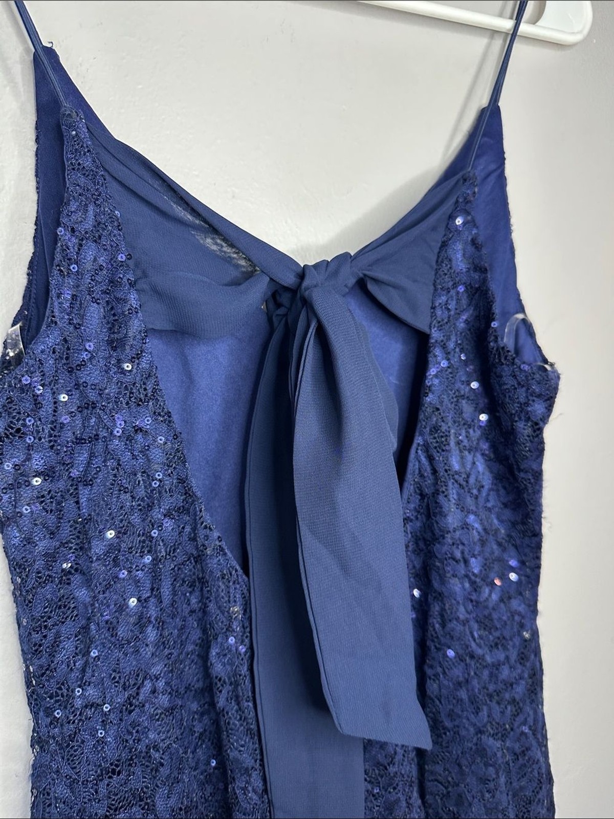 Crystal Doll Navy Sequin Lace Slip Dress size 13 NWT
