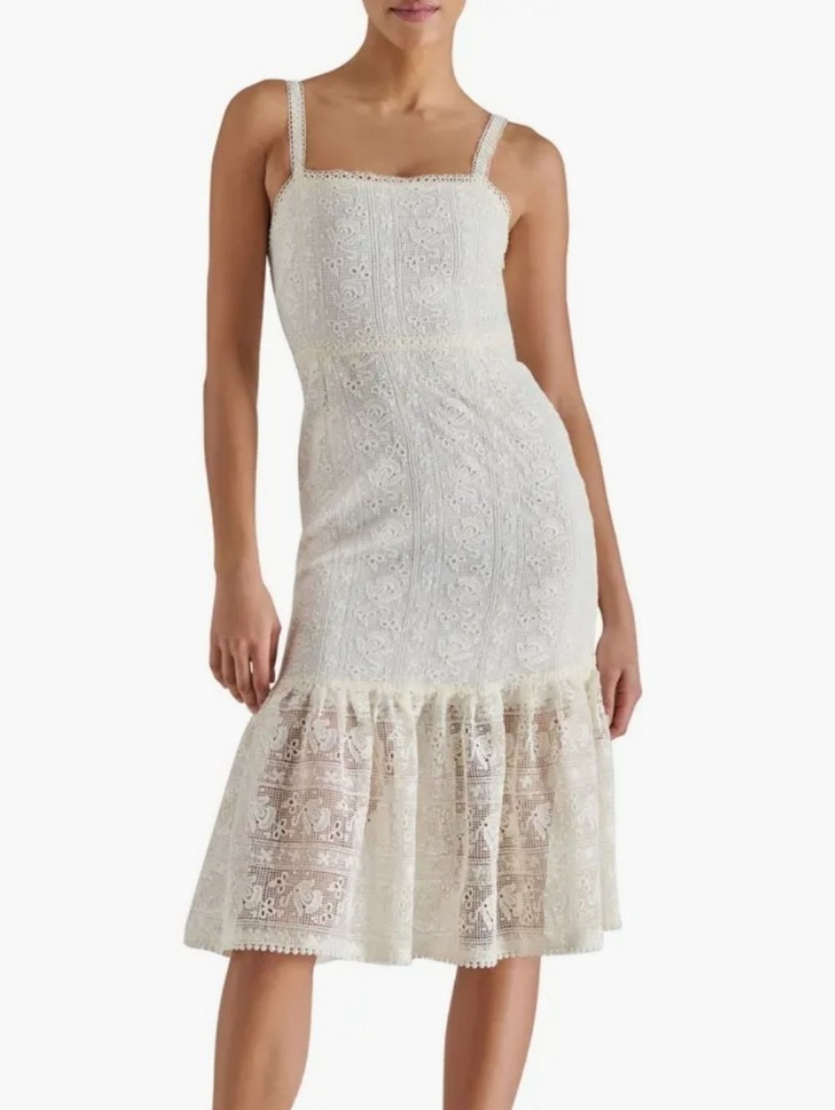 NWT Steve Madden Lace Cream Midi Dress Size 2 White Summer Vacation Feminine