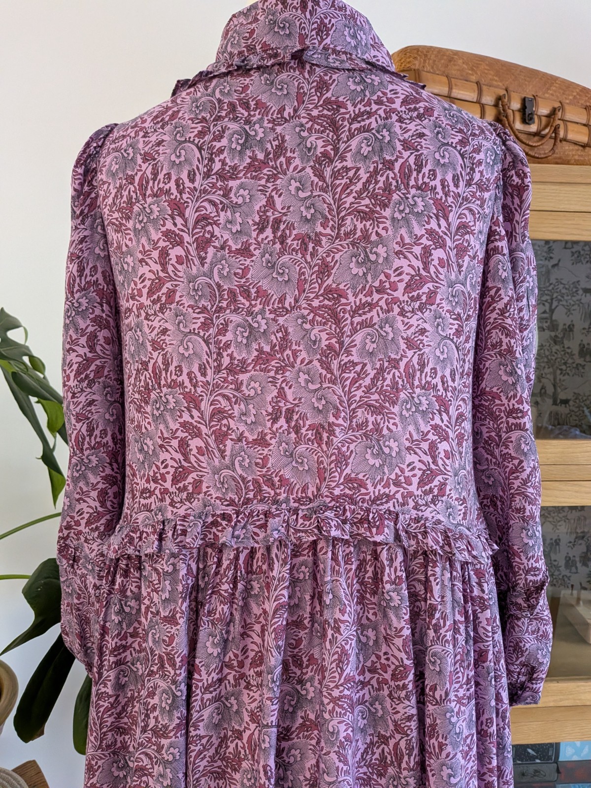 New La Redoute boho hippy peter pan collar relaxed fit floral maxi dress size 10